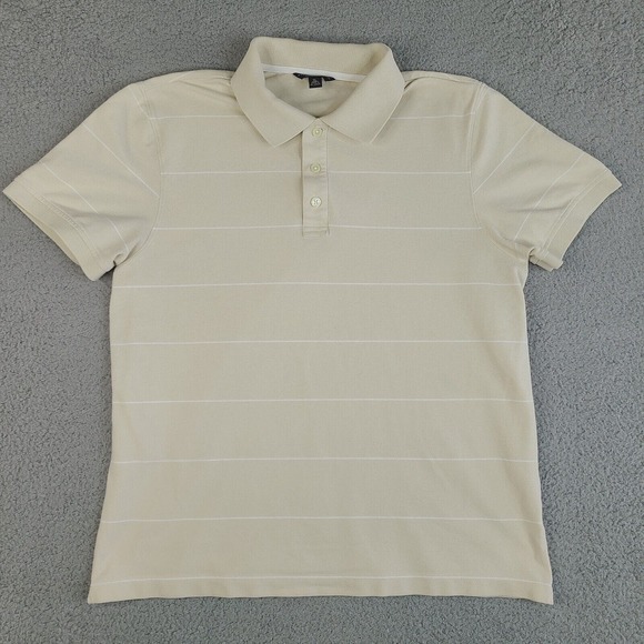 Banana Republic‎ Polo Shirt Mens XL Beige Striped Fitted Short Sleeve - Picture 1 of 13